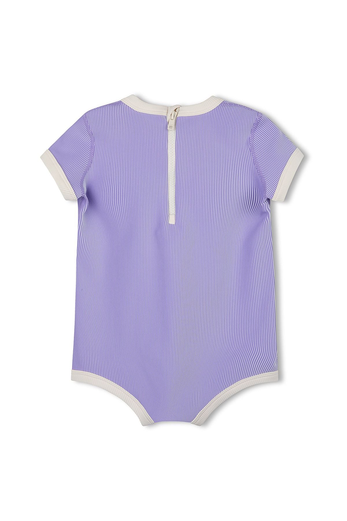 zulu & zephyr mini stripe rib infant onesie - grape