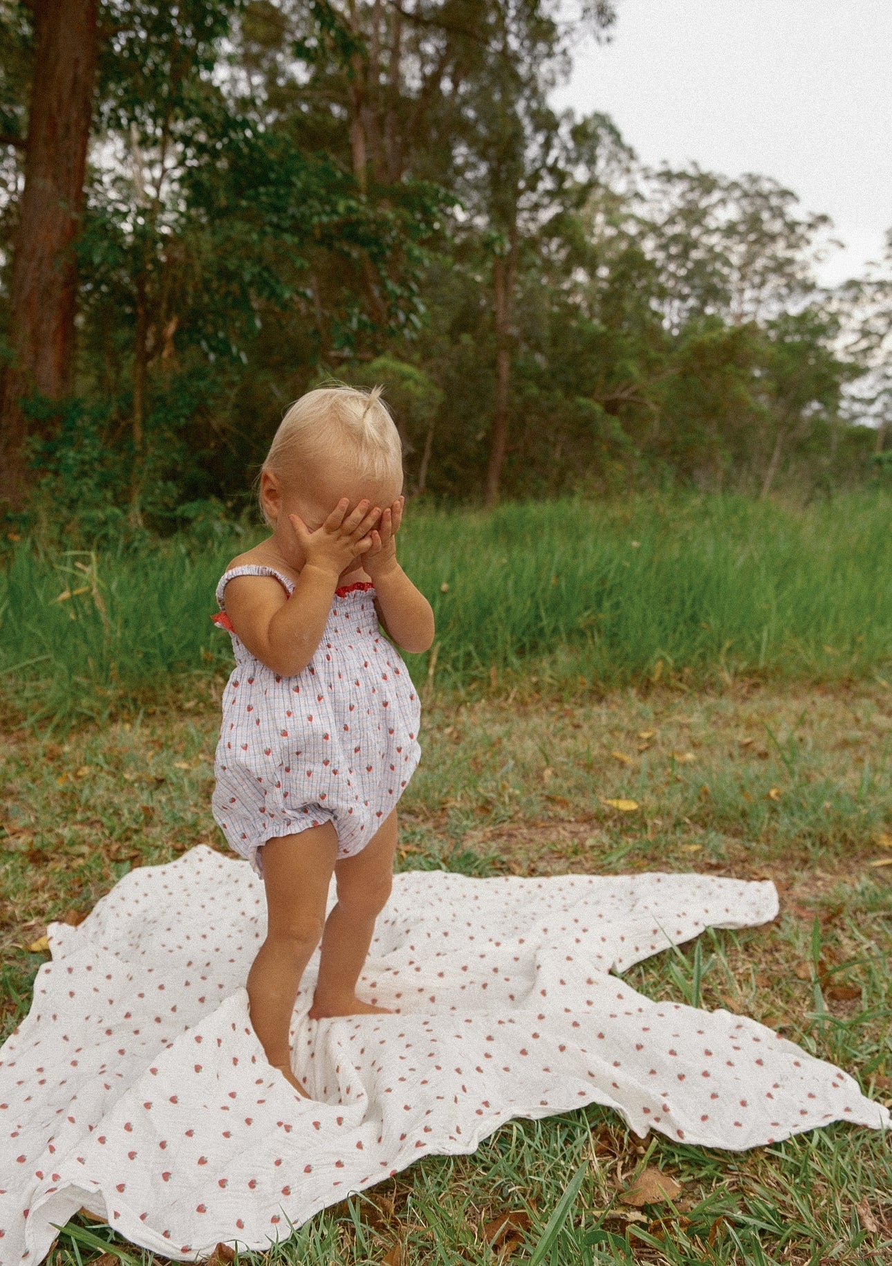 juni jnr lottie romper - strawberry check