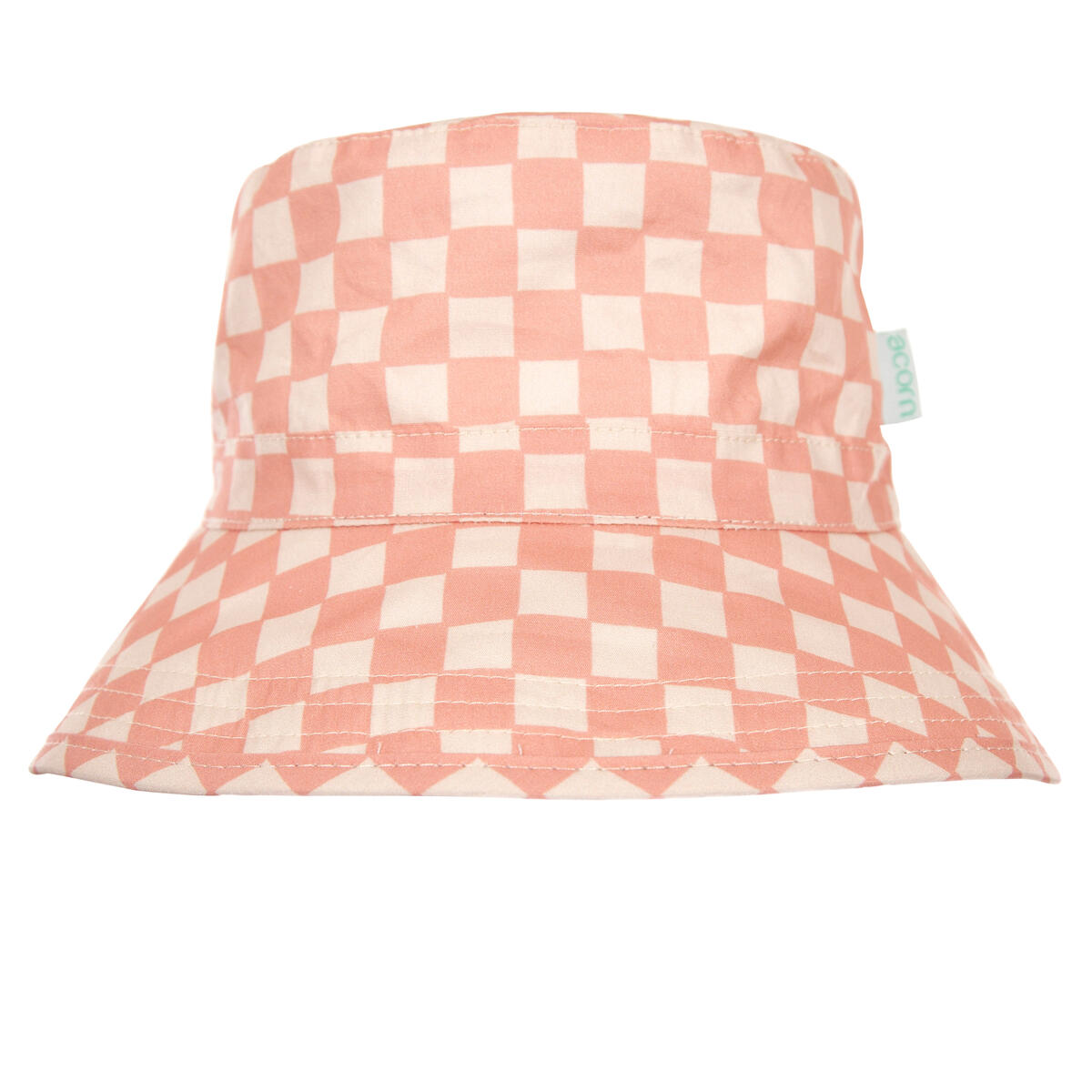 acorn kids pink checks broad brim bucket hat