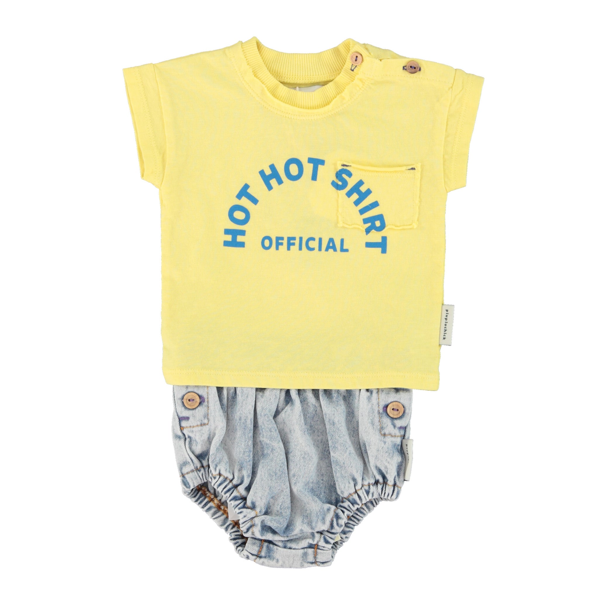 piupiuchick baby t shirt - yellow with ice cream print