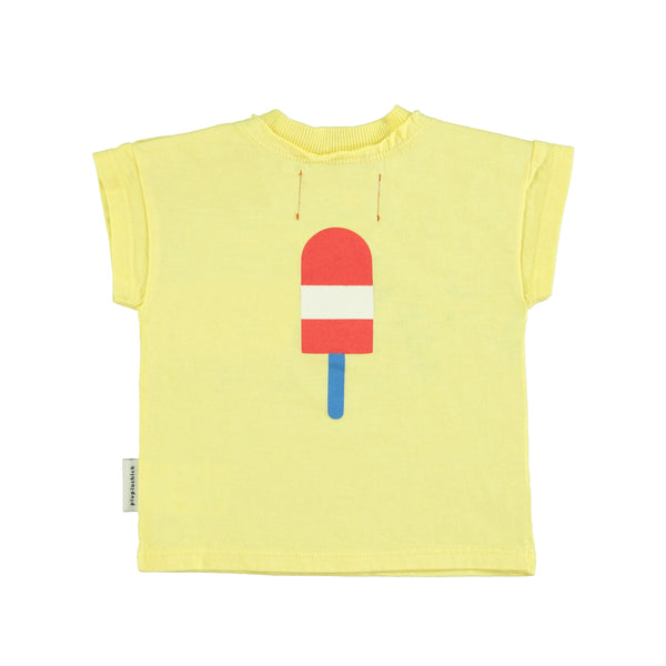 piupiuchick baby t shirt - yellow with ice cream print
