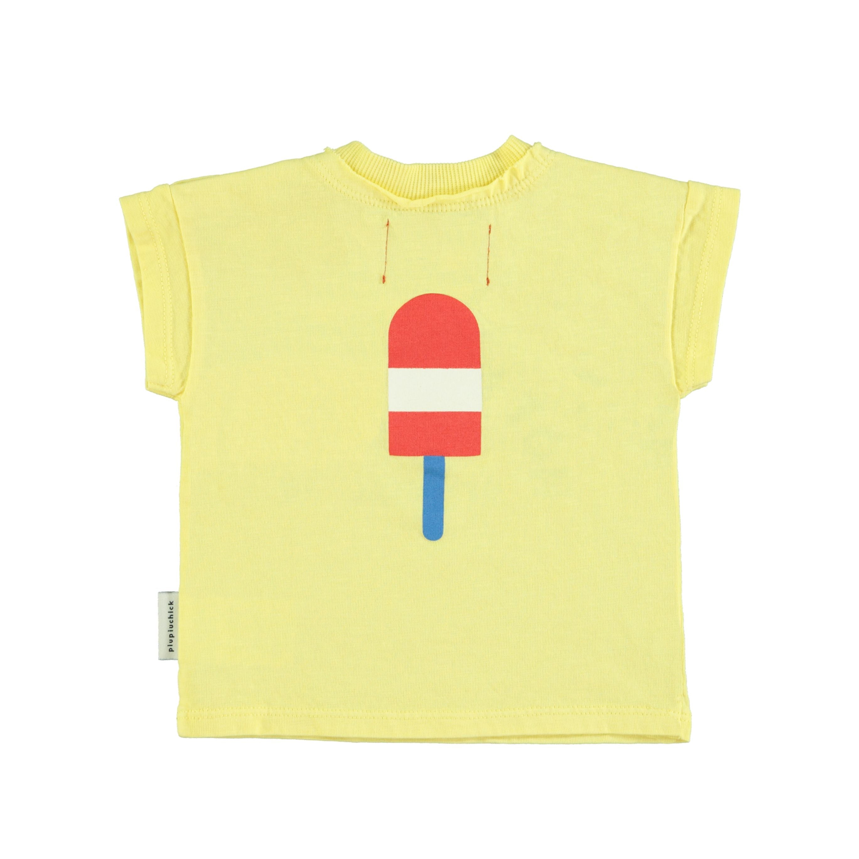 piupiuchick baby t shirt - yellow with icecream print