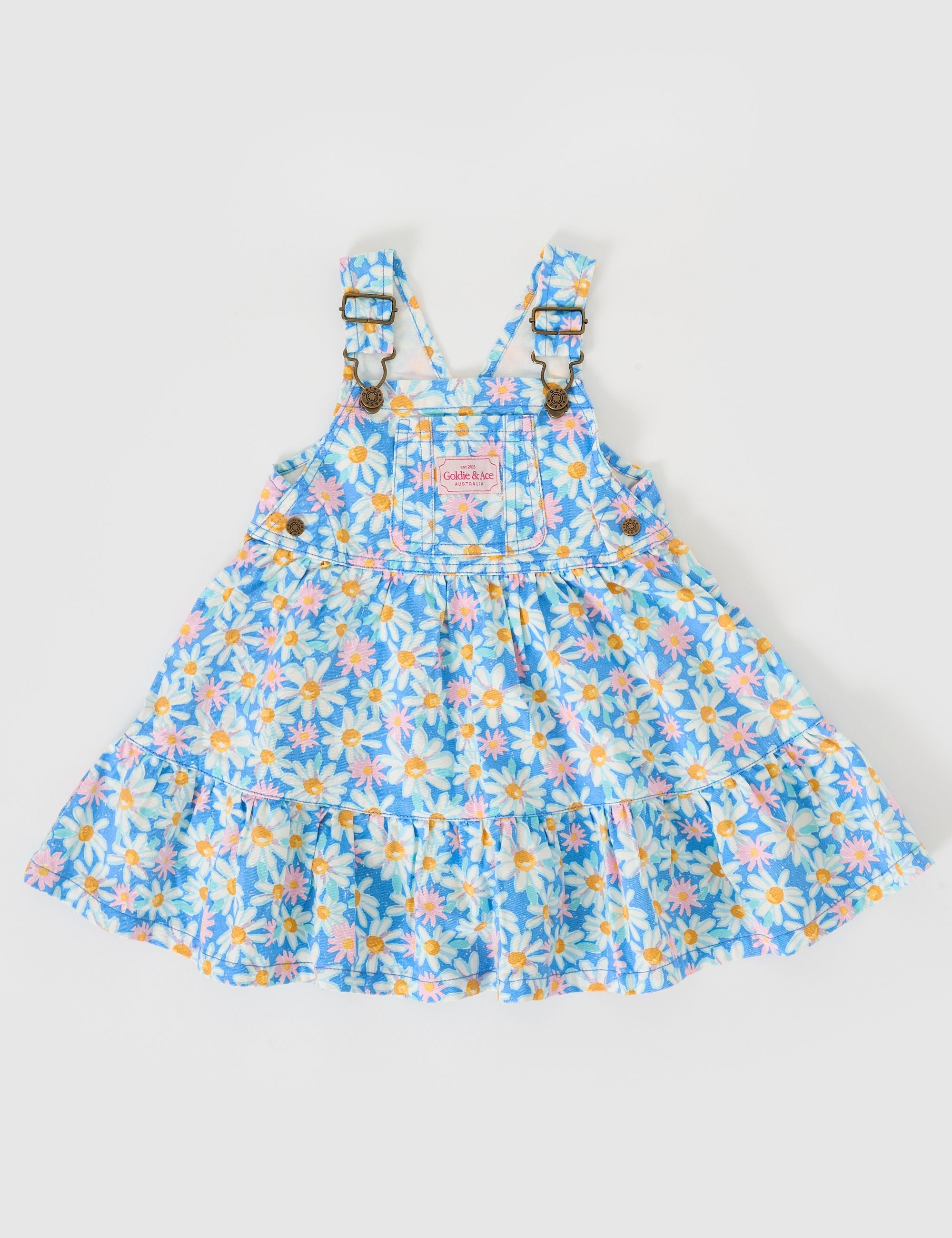 goldie + ace tully tiered pinafore dress - seaside daisy