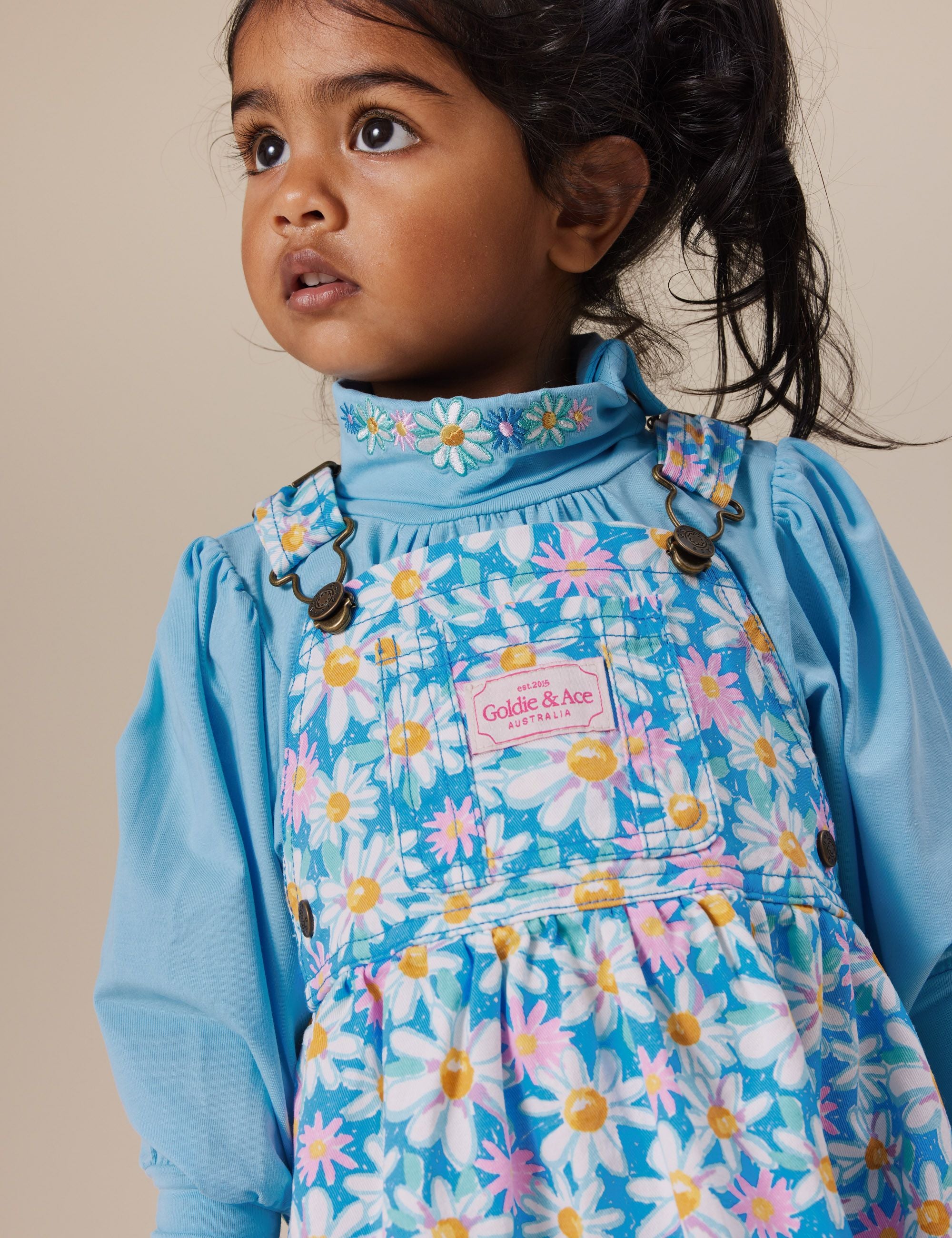 goldie + ace tully tiered pinafore dress - seaside daisy