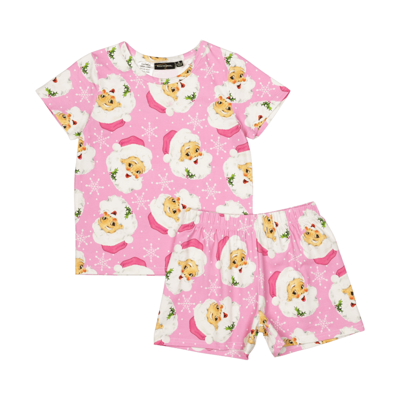 rock your baby pink retro santa pj set