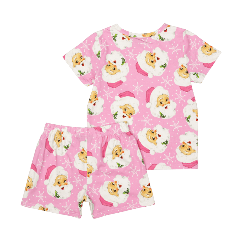 rock your baby pink retro santa pj set