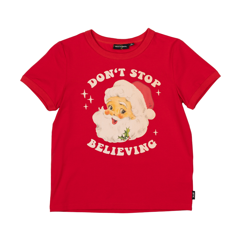 rock your baby don't stop believing ringer tee