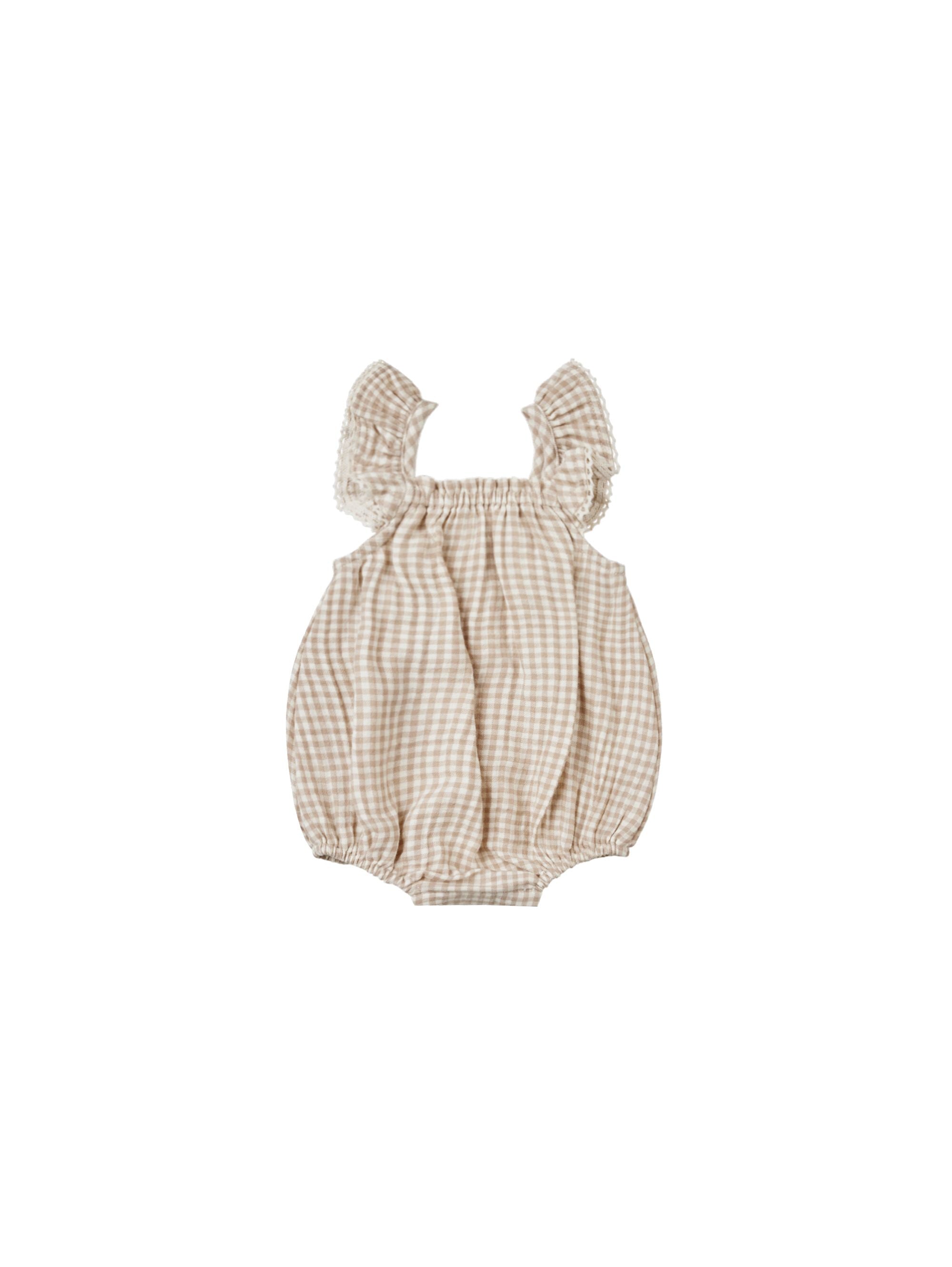 quincy mae bonnie romper - oat gingham