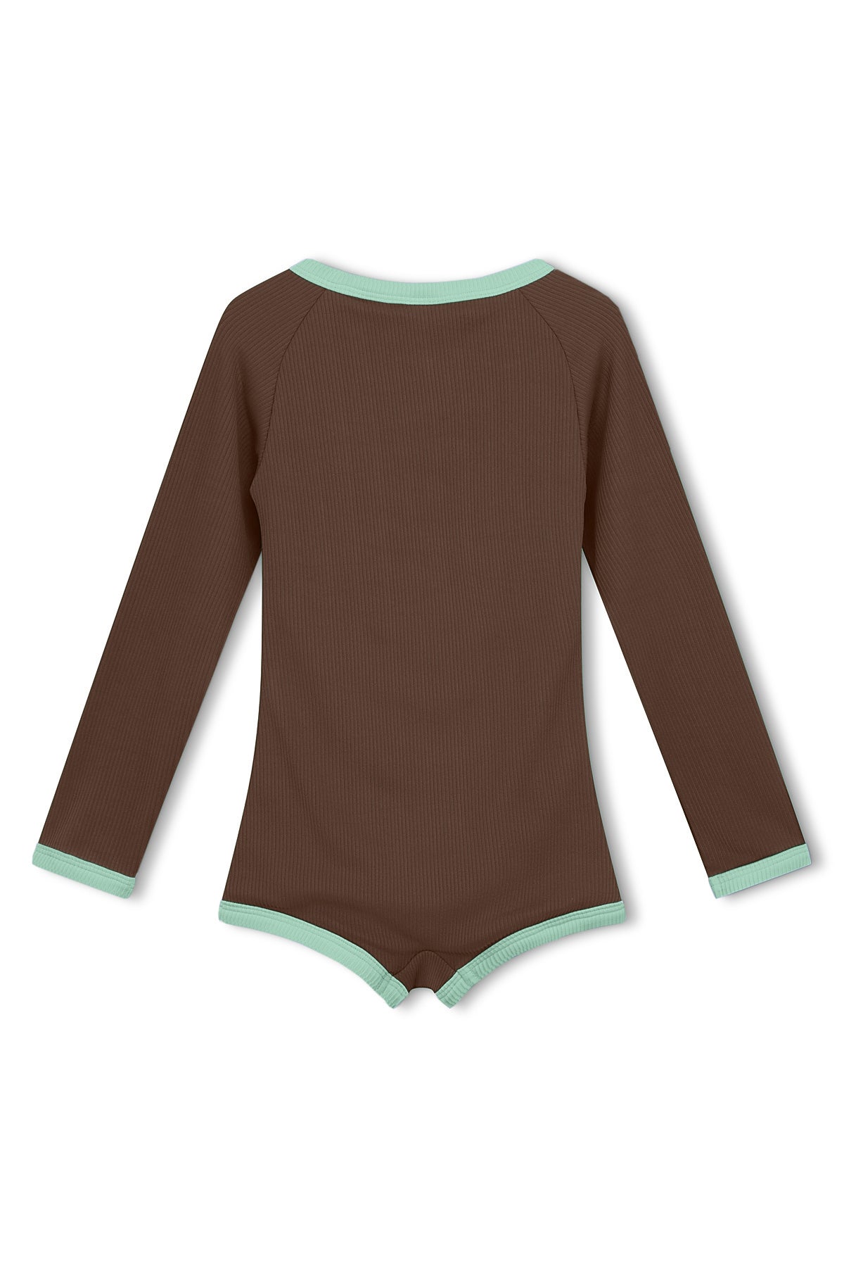 zulu & zephyr mini rib rashie onesie - cacao brown