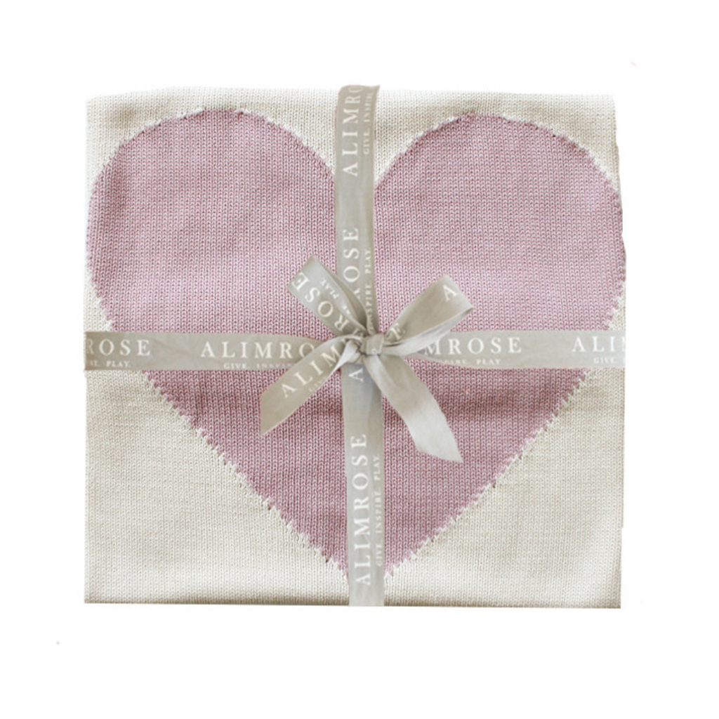 alimrose baby heart blanket - natural / pink