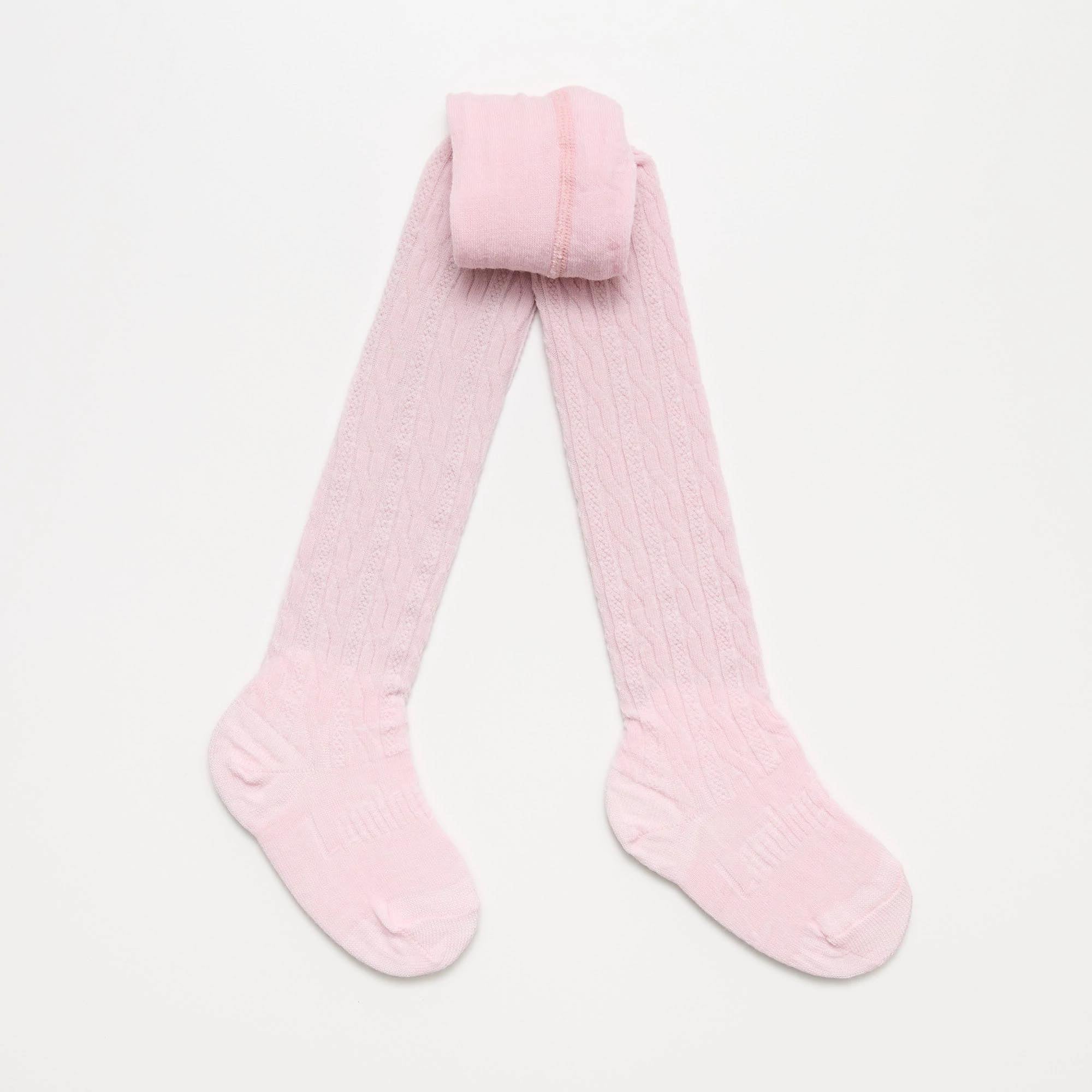 lamington merino wool cable tights - cherry blossom - freddie the rat kids boutique