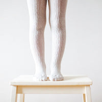 lamington merino wool cable tights - oatmeal - freddie the rat kids boutique