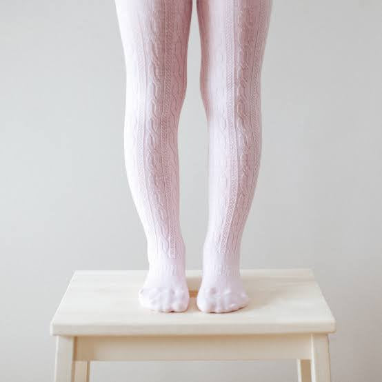 lamington merino wool cable tights - cherry blossom - freddie the rat kids boutique