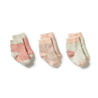 wilson + frenchy 3 pack baby socks - peach / shell / oatmeal