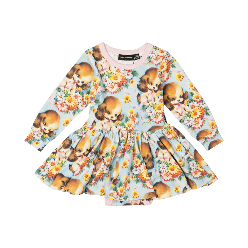 rock your baby puppy love baby waisted dress